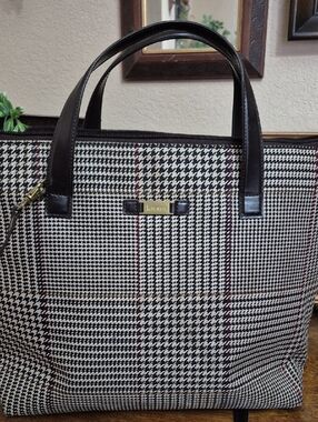 Lauren By Ralph Lauren Houndstooth Tote Bag in Brown And Cream